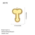 Detailed view of a golden stainless steel pendant with exact dimension markings. - Bone Shape (A0178) / Gold