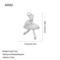 Detailed size guide for 304 stainless steel ballet girl pendant jewelry charm - Ballerina Dancer Style (A0502) / Silver