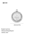 Detailed view of Saint Benedict medal in 304 stainless steel with size measurements - Saint Benedict Medal Rhinestone Inlaid Style (B0159) / Silver