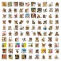 96pcs funny orange cat meme stickers waterproof cute cartoon stationery diy decals for laptop - 96 Pieces/Pack