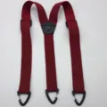 Burgundy Men's Work Suspenders with Quick Release Hooks and Adjustable Elastic Straps - Y Shape 3 Hooks / Burgundy