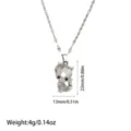Detailed view of silver fox pendant necklace with size and weight specifications - Fox Style (XL110391)