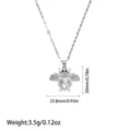 Detailed macro view of silver bee pendant necklace including dimensions and weight data - Bee Style (XL110392)