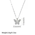 Detailed view of silver butterfly pendant necklace with precise measurements and weight - Butterfly Style (XL110393)