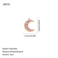 Detaillierte Maße und Daten für den lila Mond-Anhänger aus hochwertigem Edelstahl-Zubehör - Violetter Stil (A0725-2)