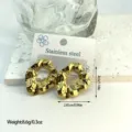 Macro detail of textured gold geometric stainless steel earrings with size markings - Hammered Irregular Geometric (ES839)
