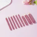 Juego de detalles de mangos de madera para brochas de maquillaje con brillantes rosas, 9 pzas. - Set de 9 piezas rosa puro