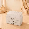 Luxury rhinestone-encrusted 3-layer makeup organizer with transparent drawers for jewelry storage - 24*14*20.5 / White