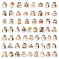 Primer plano de pegatinas de pingüinos lindos, diseños de dibujos animados impermeables. - Lindo Pingüinito de Dibujos Animados