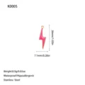 Medidas detalladas para un colgante de rayo de esmalte rosa y acero inoxidable de moda - Colgante de Rayo Purpurina Rosa (K0005-3) / Rosa Purpurina
