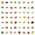 60 Pcs Pegatinas Frutas Verduras Lindas Estéticas Impermeables de Vinilo para Portátil Diario - 60 Piezas/Paquete