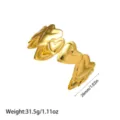 Vista detallada del brazalete de corazón en acero bañado en oro 18K con dimensiones - Estilo de Patrón de Corazón Continuo (YY249)