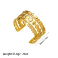 Vista detallada del brazalete de acero bañado en oro de 18K y 30 mm con datos de peso - Estilo Vintage de Girasol de Cinco Capas (YY226)