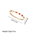 Gedetailleerde afmetingen van een gouden roestvrijstalen armband met rode stenen. - Gouden Rode Edelsteen Ingelegde Stijl (SZ631)