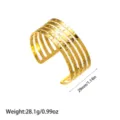 Especificaciones detalladas del brazalete de acero multicapa chapado en oro de 18 quilates. - Estilo Martillado de Varias Capas y Cuatro Filas (YY243)