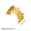Detalle de dimensiones y peso de la pulsera de hoja en acero chapado en oro 18K. - Estilo de Nervadura de Hoja Dorada (YY255)