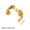 Brazalete rígido de corazones dorados con baño de oro 18K y detalle de ancho de 25mm - Estilo de Corazones Pulidos Eslabonados (YY250)