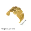 Vista detallada del brazalete de hoja de acero inoxidable chapado en oro de 18K - Estilo de Hoja Realista Hidráulico (YY256)