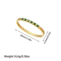 Gedetailleerde weergave van de gouden roestvrijstalen armband met groene stenen - Gouden Vierkante Groene Strass Stijl (SZ634)