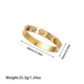 Dimensioni dettagliate e peso di un bracciale in acciaio inossidabile dorato a fiori. - Stile Fiore 3D a Cinque Petali (SZ638) / Oro
