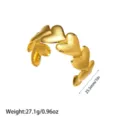Detalle de brazalete de corazón de acero inoxidable bañado en oro de 18K con textura cepillada - Estilo de Corazón Cepillado (YY253)