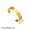 Detailed measurements of the 18K gold-plated feather stainless steel cuff bracelet - Feather Texture Style (YY198) / Gold