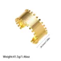 18K vergoldeter Edelstahl-Armreif mit Textur, zeigt Breiten- und Gewichtsdetails - Feine Horizontale Textur (YY271) / Gold