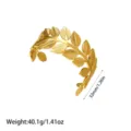 Vista dettagliata del bracciale a polsino in acciaio inossidabile placcato oro 18K. - Stile Polsino Foglia di Alloro (YY200) / Oro