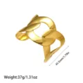 Detailansicht der 18K vergoldeten Edelstahlmanschette mit Abmessungen und Gewicht - Breiter Verflochtener Kettenstil (YY279) / Gold