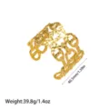 Detaillierte Maße des mit 18 Karat vergoldeten Armreifs aus gehämmertem Edelstahl - Gehämmerte Textur Hohlstil (YY280) / Gold