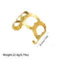 Detailansicht der 18K vergoldeten Edelstahl-Manschette mit Maßen und Gewichtsangaben - Großes Loch Durchbrochen Gehämmert Stil (YY282) / Gold