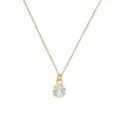 Vista detallada de un collar de acero de titanio dorado con un gran colgante de circonita - Colgante de Piedra Redonda (XL110569) / Dorado