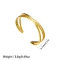 Especificaciones detalladas del brazalete de doble capa de acero chapado en oro de 18K - Brazalete Abierto de Doble Capa con Textura de Cadena (YY51) / Dorado
