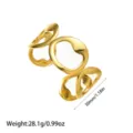 Vista detallada del brazalete de acero inoxidable chapado en oro 18K con medidas - Estilo Calado con Eslabones Irregulares (YY215)