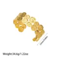 Primer plano de brazalete de acero inoxidable chapado en oro 18K con dimensiones - Estilo Hidráulico de Discos Redondos (YY217)