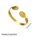 Brazalete abierto de acero inoxidable chapado en oro de 18 quilates con engastes de 16 mm (89) - Brazalete Abierto de Base Plana Ovalada (YY28)