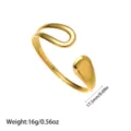 Detalle de brazalete abierto de acero inoxidable chapado en oro de 18K con peso y talla - Brazalete Abierto de Anillo Hueco de Gota de Agua (YY30)
