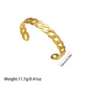 Vista detallada del brazalete de cadena dorada con ancho de 10 mm e información de peso - Estilo de Cadena Cubana Plana (YY37) / Dorado