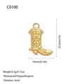 Gouden roestvrijstalen laars hanger met hartvormig scrollpatroon, maat 25,5x19 mm - Laars Stijl (C0100) / Goud