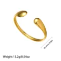 Brazalete abierto de acero inoxidable bañado en oro de 18K con peso y dimensiones - Brazalete Abierto en Forma de Gota de Agua y Frijol (YY32)