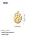 Gouden ovale roestvrijstalen hanger met zon en maan gravure voor DIY sieraden maken - Ouroboros Hemelse Stijl (A0123) / Goud