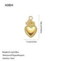 Durable golden stainless steel sacred heart pendant charm for DIY jewelry making - Flame Top Heart (A0804) / Gold