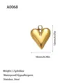 Gold-plated stainless steel heart pendant for DIY jewelry, 12mm waterproof charm - Smooth Rounded Heart Pendant (A0068) / Gold