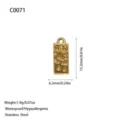 Gouden rechthoekige hanger met bellenstructuur van hoogwaardig roestvrij staal - Rechthoekige Textuur (C0071) / Goud