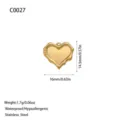 Gold heart stainless steel charm for DIY jewelry making with size and weight details - Irregular Edge Heart (C0027) / Gold