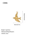 Gouden zwaluw vogel hanger voor DIY sieraden maken van duurzaam roestvrij staal - Vogel Stijl (C0056) / Goud