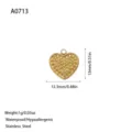 Golden stainless steel heart pendant charm for DIY necklaces and bracelets, 13mm - Beaded Pattern Heart (A0713) / Gold