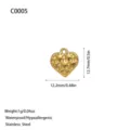 Gold stainless steel heart pendant with star pattern for DIY jewelry accessories 12mm - Star Embossed Heart Pendant (C0005) / Gold