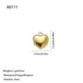 Gold heart pendant in stainless steel for DIY jewelry making with exact dimensions - Heart Pendant (A0111) / Gold