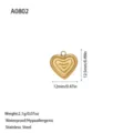 Gold heart-shaped stainless steel pendant for DIY jewelry making, 12mm size - Multi-Layer Textured Heart Pendant (A0802) / Gold